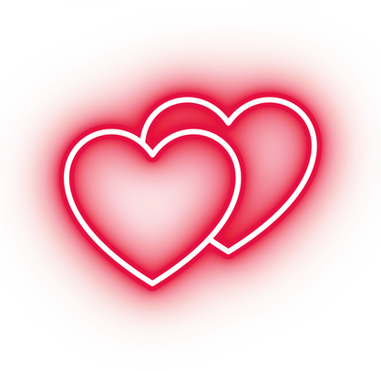 Neon red love hearts icon