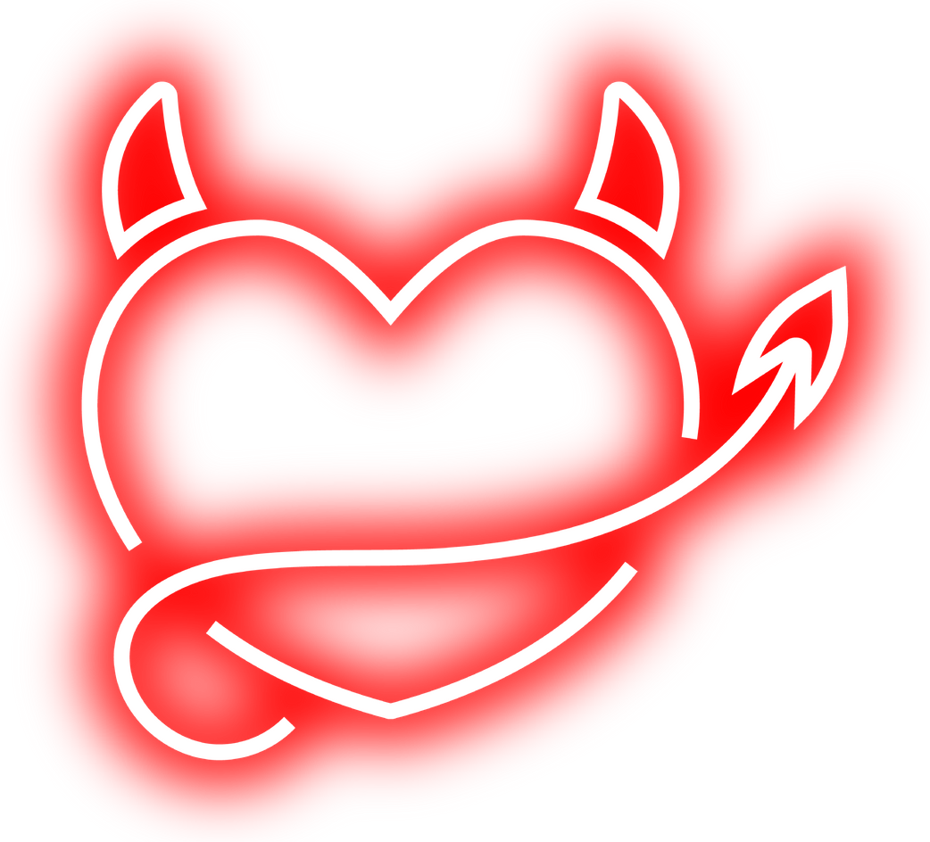 devil horn neon with heart glow light icon element illustration