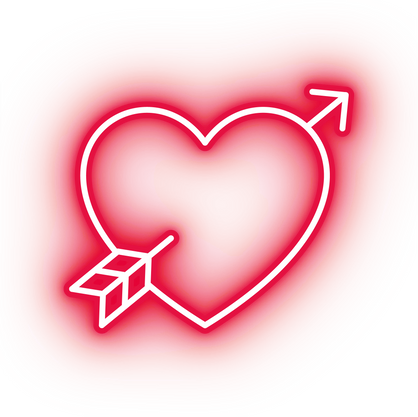 Neon red love arrow icon