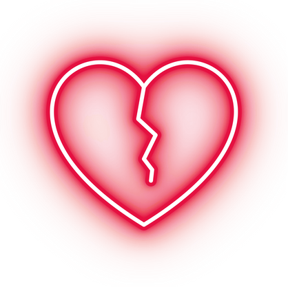 Neon red broken heart icon