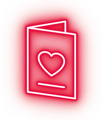 Neon red greeting card icon